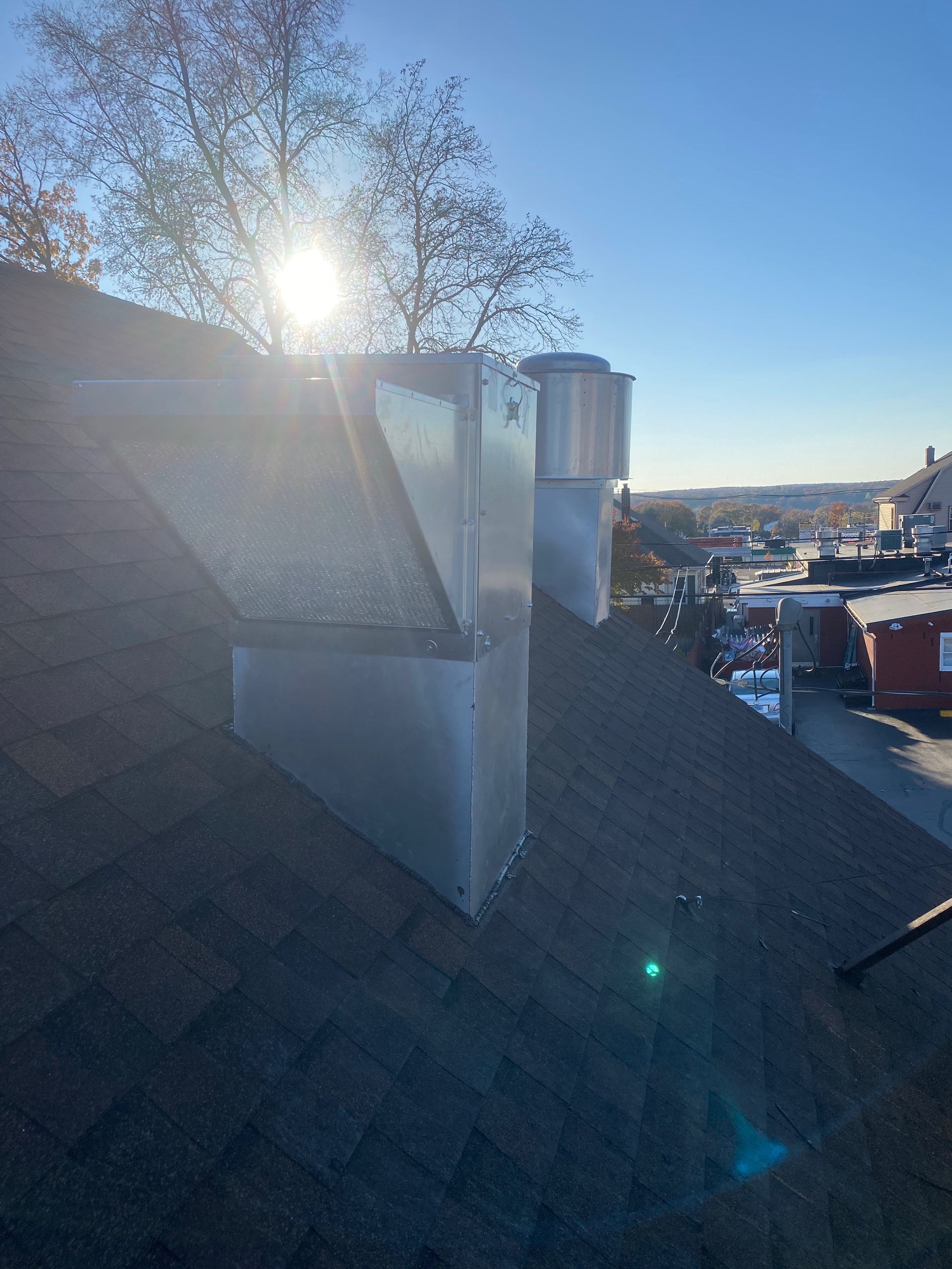 Fire protection equipment on a Rhode Island rooftop